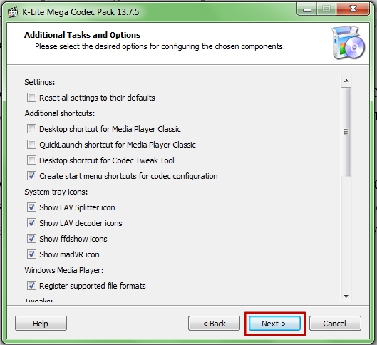 Настройка компонентов K-Lite Codec Pack